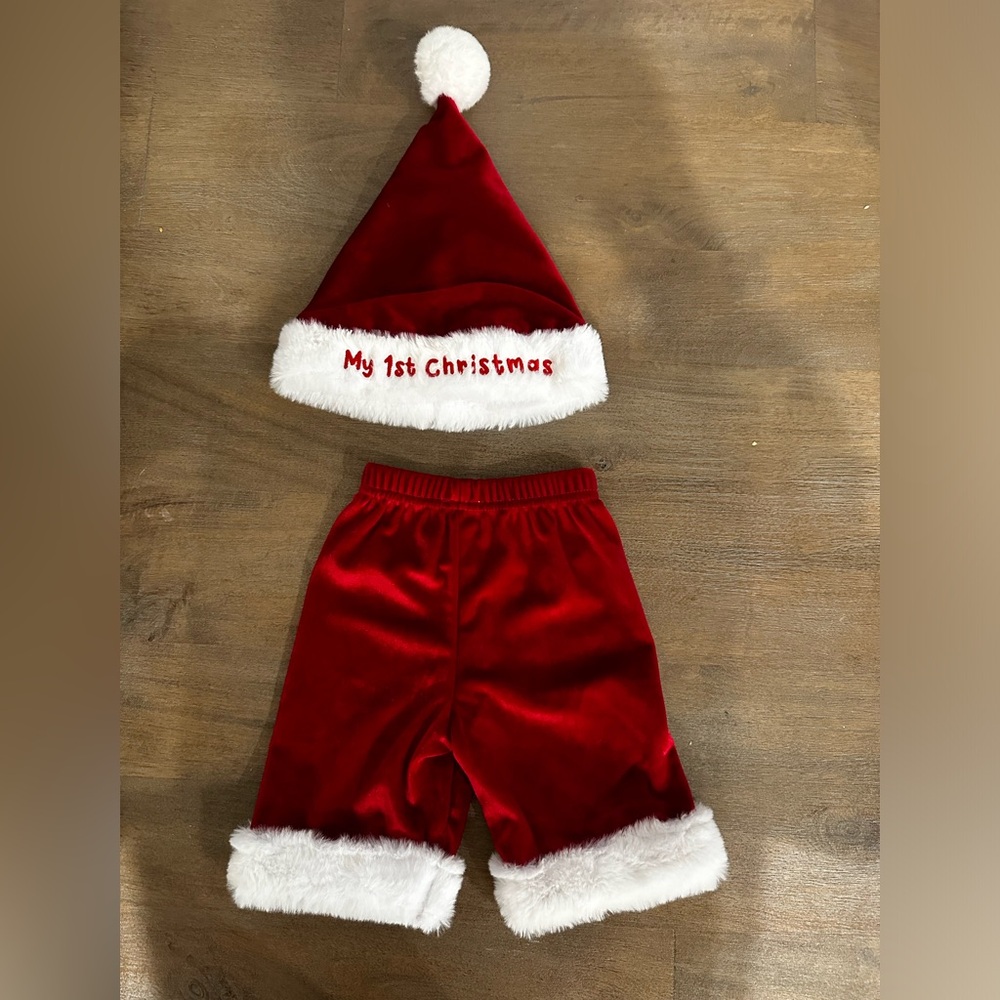Santa Hat “My first Christmas” and Pants 0-12 Months